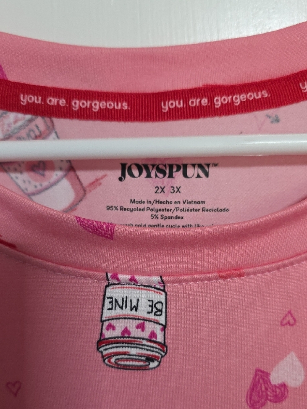 JoySpun Womens Pink Cup Pattern Pajama Dress - Picture 2 of 7
